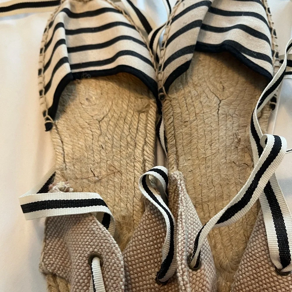 Soludos Black and White Striped Espadrilles - size 9 women’s strappy - Picture 6 of 11